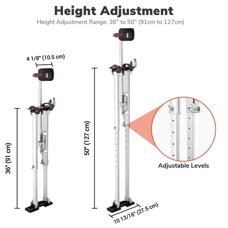 Drywall Stilts 36"50" Adjustable Aluminum Stilt with Knee Pad
